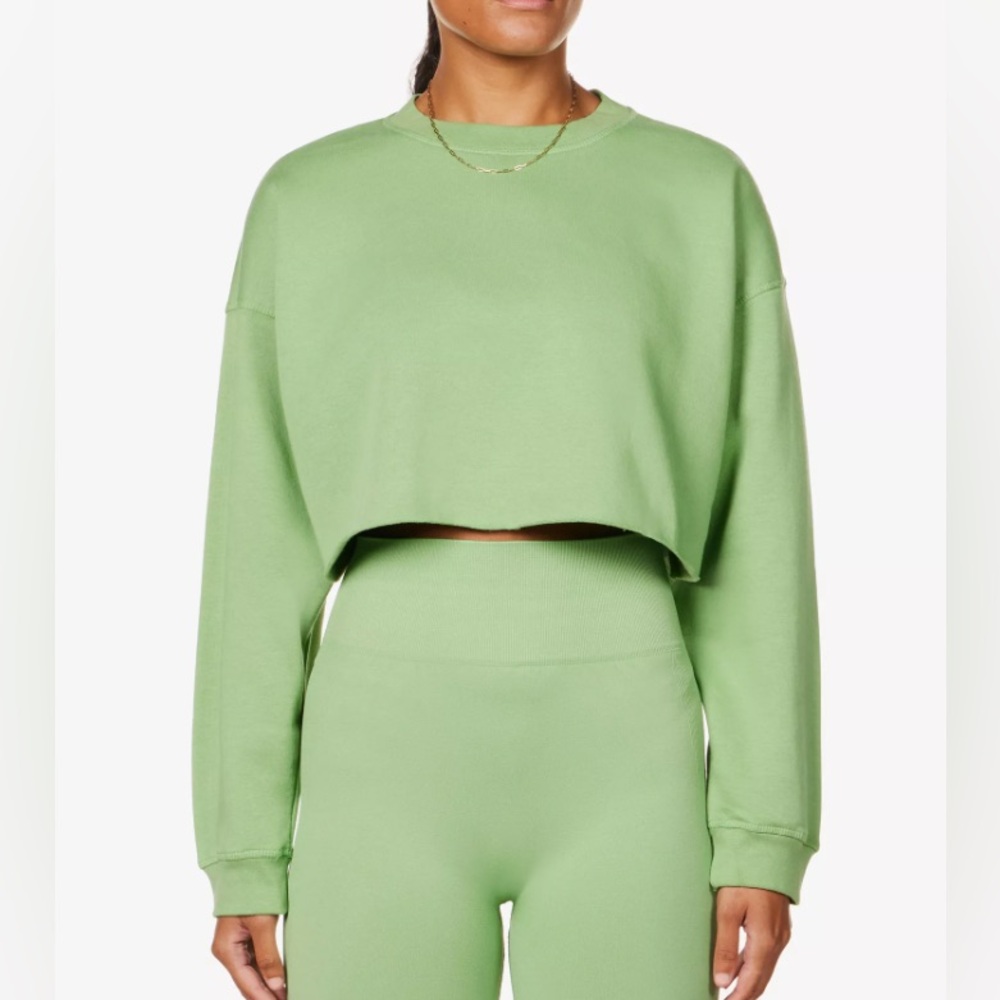 WeWoreWhat Cropped Sweatshirt – Sage Green (Size S)